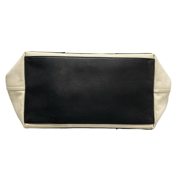 Auth BALENCIAGA Navy Cabas S 339933 Cream Black Canvas Leather Tote Bag - Picture 5 of 16